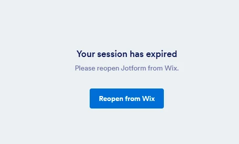 エラーの拡大画面。「Reopen from Wix」からも進めなかった。