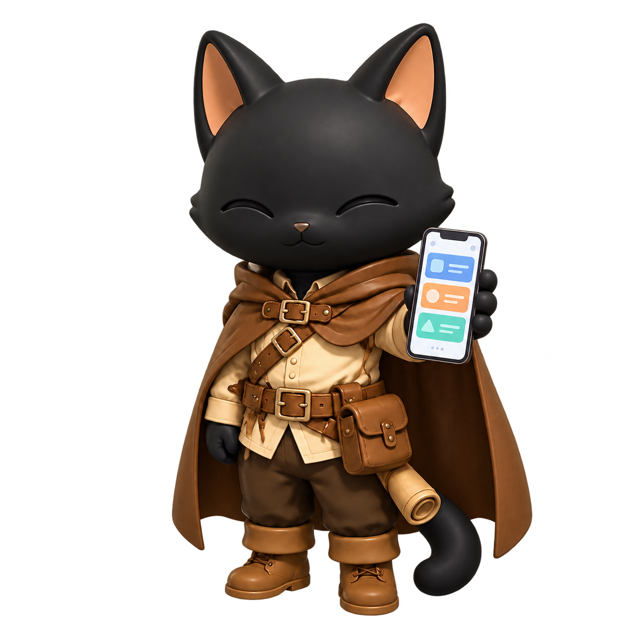 スマホを持つ冒険猫フィン