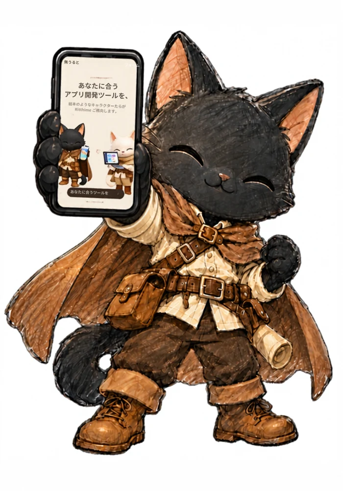 スマホを持つ冒険猫フィン