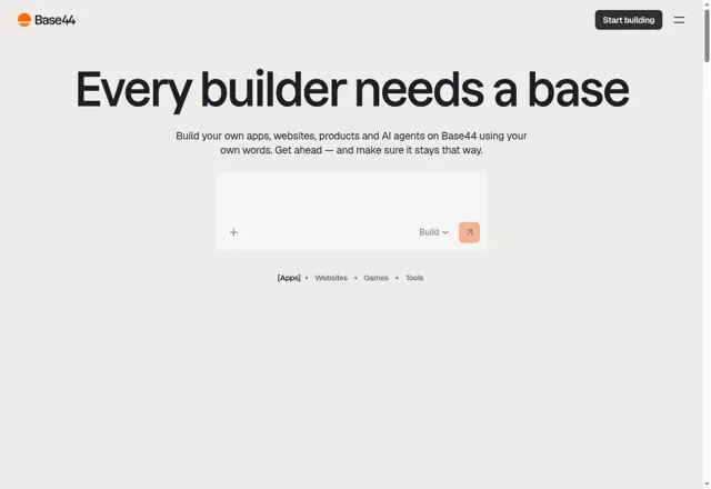 Base44の公式サイトの雰囲気
