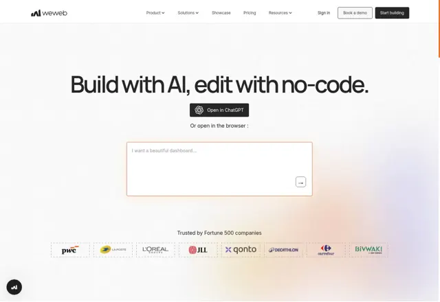 WeWebの公式サイトの雰囲気